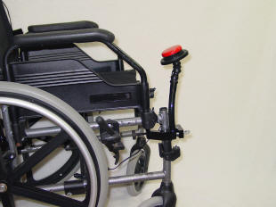 Jelly Bean Switch Mounted on Wheelchair
